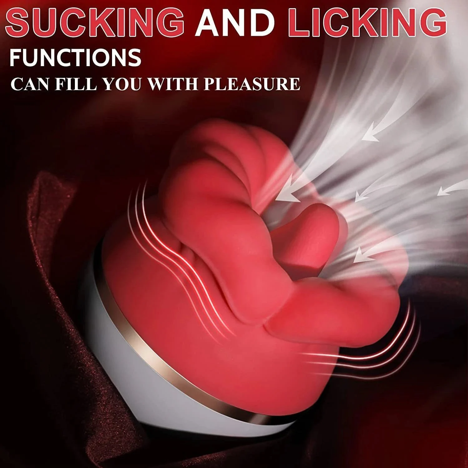 Rotating Suction Style Big Lips Tongue Licking Sex Toy Couples Female Masturbation Waterproof Rose Vibrator