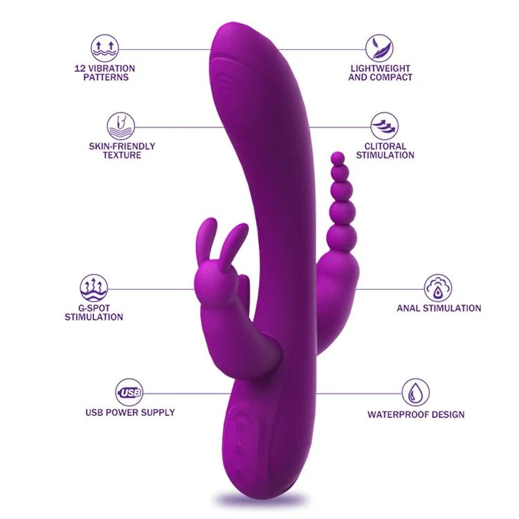 Sex Toys for Women 12 Vibe Rechargeable Clitoris Stimulator Triple Heads Rabbit Anal Beads Vibrator
