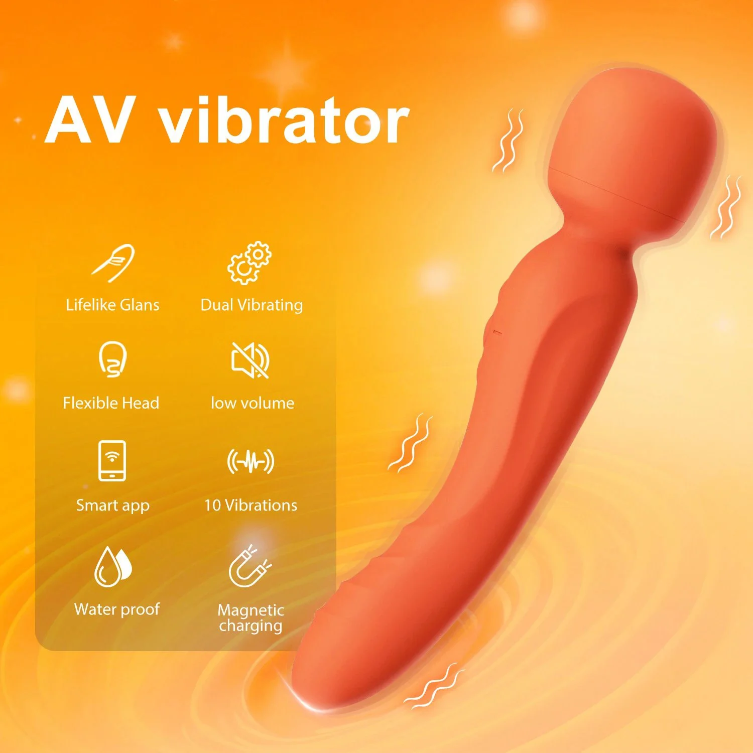 Rechargeable Waterproof 10 Speed Phone App Controlled Vibrator Adult Toy Double Ended Vibrator for Women