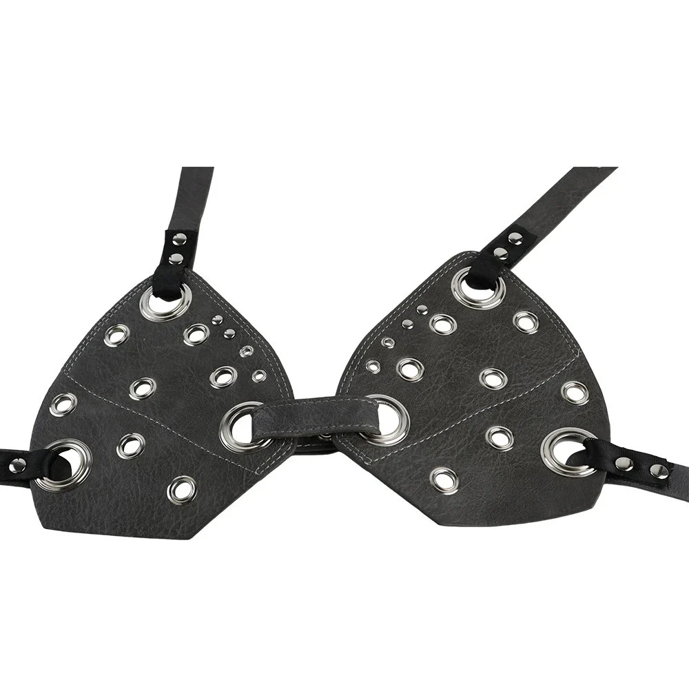 Sleek Black Leather Bra Adjustable Breast Strap Belt Metal Rings Edgy Fetish Style Woman Body Accessories