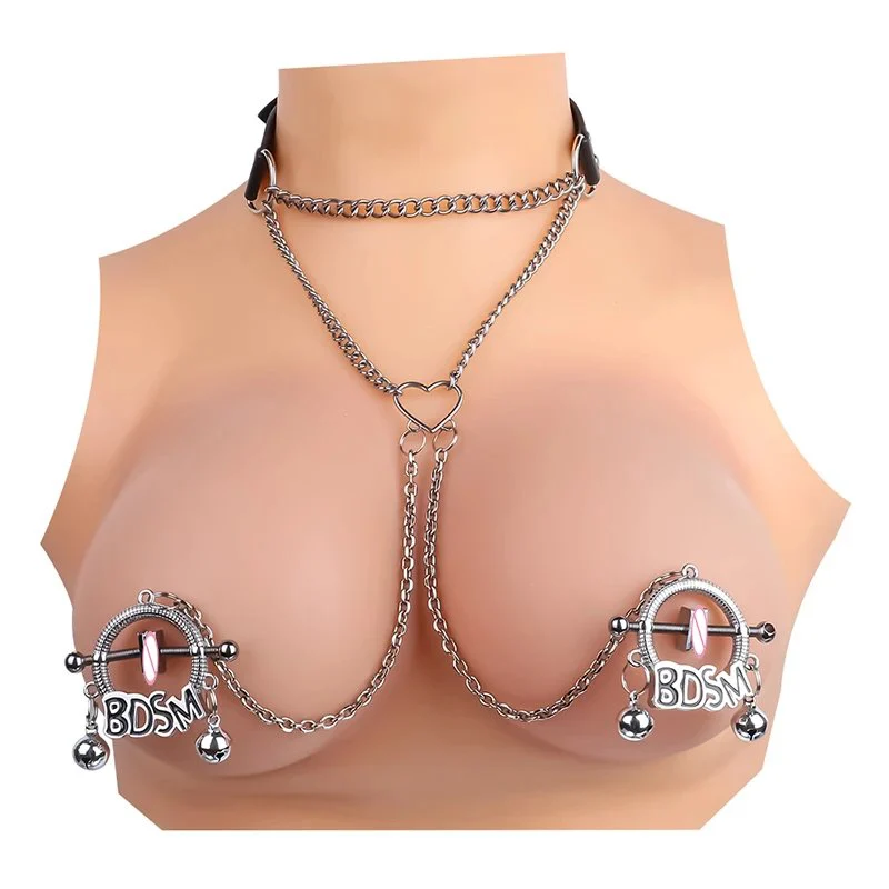 5 Style Bondage Collar Nipple Clamp Set,Non-Piercing Metal Nipple Clips Nipple Clamps Breast Clip Leather Collar