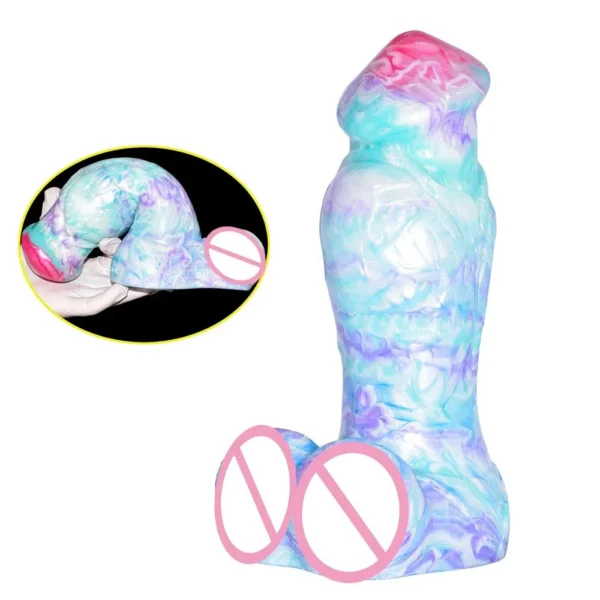 Adult Women Sex Toy Thick Silicone Anal Plug Realistic Testicles Dildo With Suction Cup