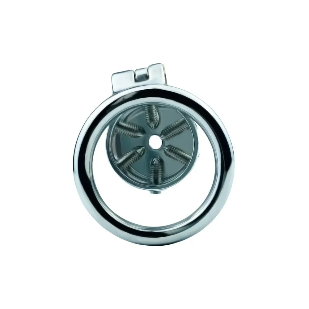 Metal Stainless Steel Arc Ring Rivet Flat Chastity Lock Rivet Stimulation Male Penis Massager Removable Chastity Cage
