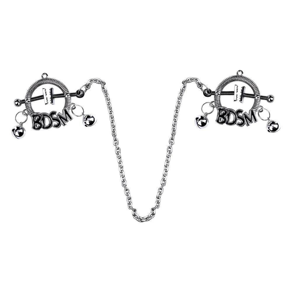 Adjustable Leather Bondage Metal Nipple Clamps Stainless Steel Chain Nipple Clamps BDSM Games Couples Sex Flirting Fun Set