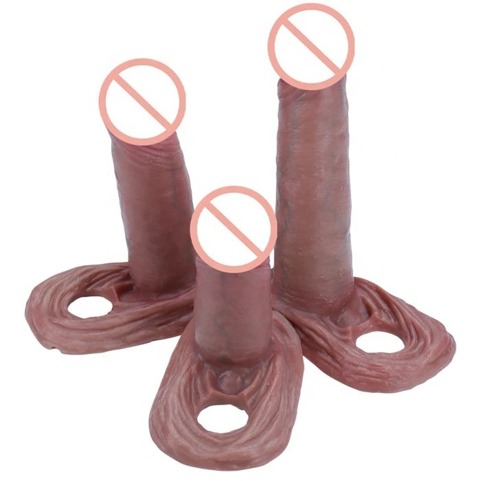 Adult Men's Reusable Silicone Penis Extender Realistic Thicker Cock Condom with Delay Time Feature Penis Sleeve Type