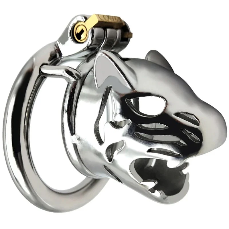 Tiger Head Cock Cages Cock Cage Male Chastity Device With Lock Ring Penis Cage Adult Sex Toy for Men
