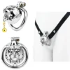 Tiger Head Male Chastity Cage, Silver Metal Cock Cage for Adult BDSM Play