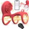 App Control Male 3 Rings Masturbation Sharing Clitoral Stimulation Passion Lock Ring Vibrator For Adult