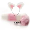 Adult Toys Fox Tail Metal Anal Plug and Ears Couple's Sex Toy Two-piece Set