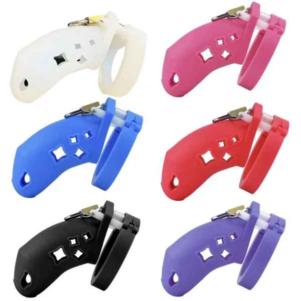 Silicone Chastity Lock Bird Cage Color Series Soft Silicone Chastity Lock for Men Adult Flirting Games