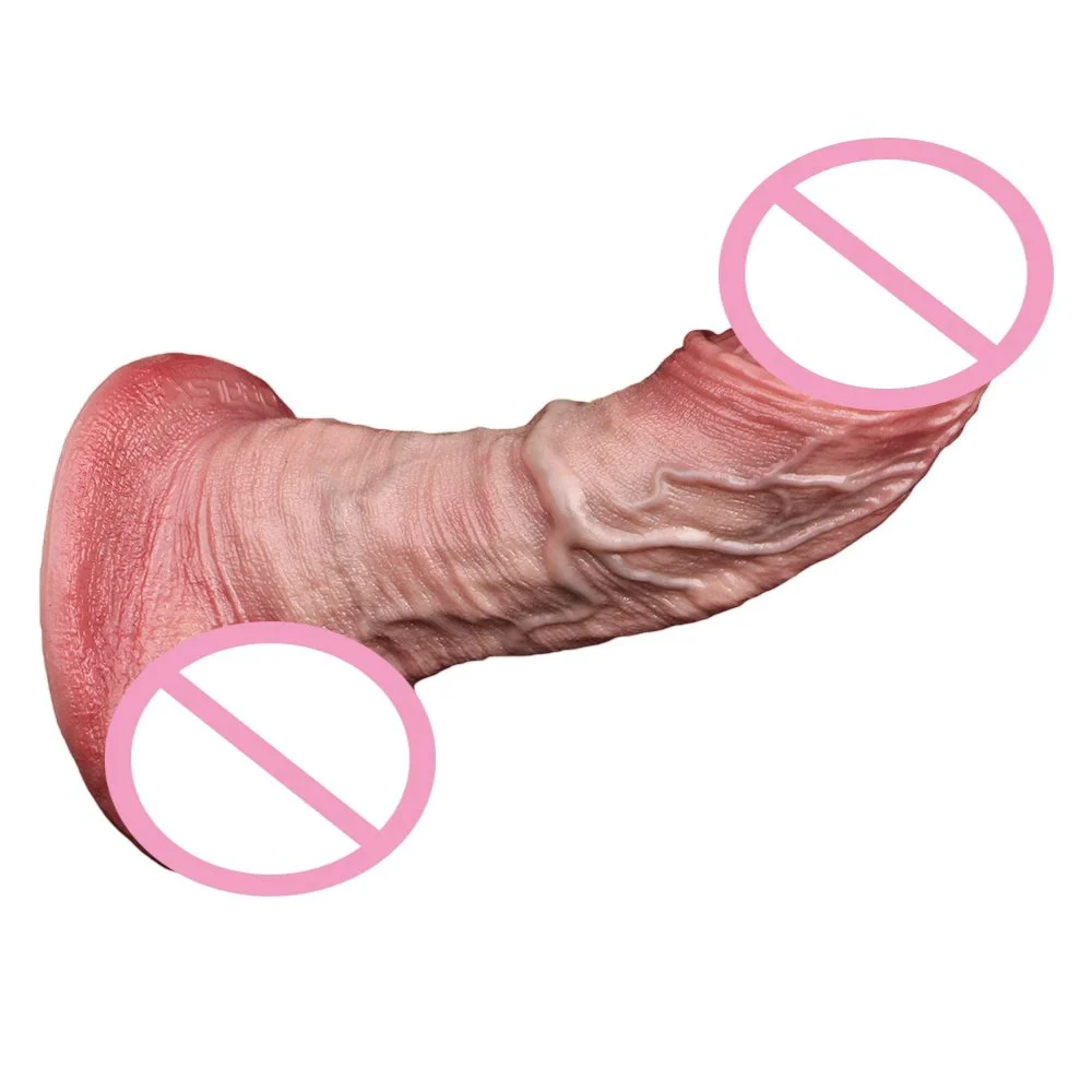 Realistic Dual-Layer Dildo Silicone Thickened Penis Extender for Men Delay & Couple Play Use