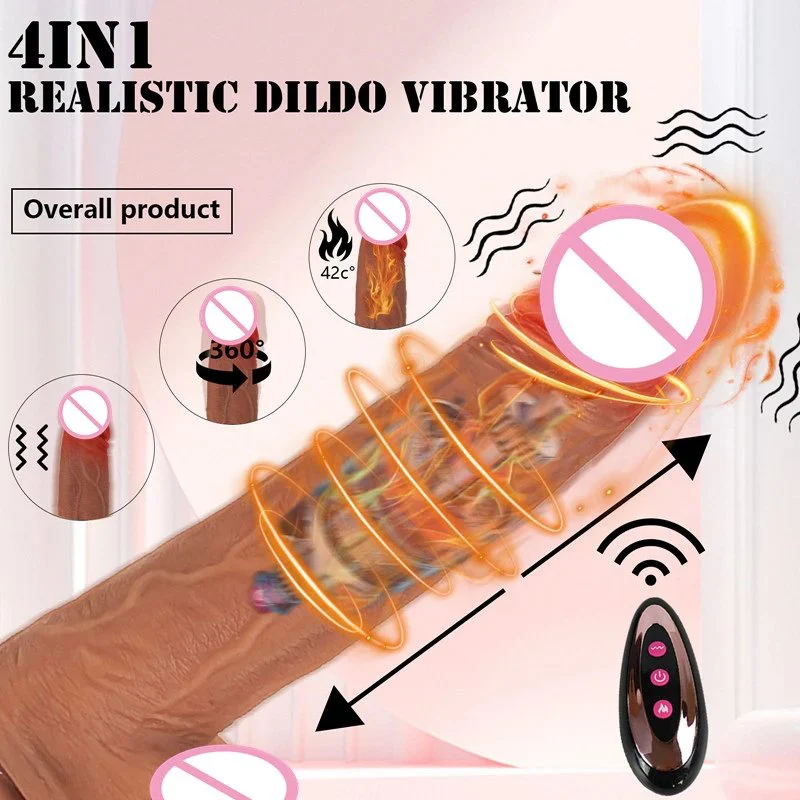 Realistic Silicone 10 Modes Telescopic Heated Remote APP Control Dildo Vibrator Sex Toys for Women