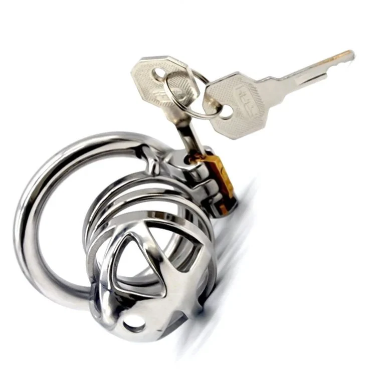 Jail House Chastity Device Stainless Steel Chastity Cage with Silicone Urethral Plug Locking Chastity Cage