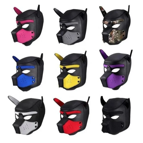 Adult Men and Women Puppy Cosplay Leather Cover Hood Mask Sex Toys for Role Play for Adult Sex Use