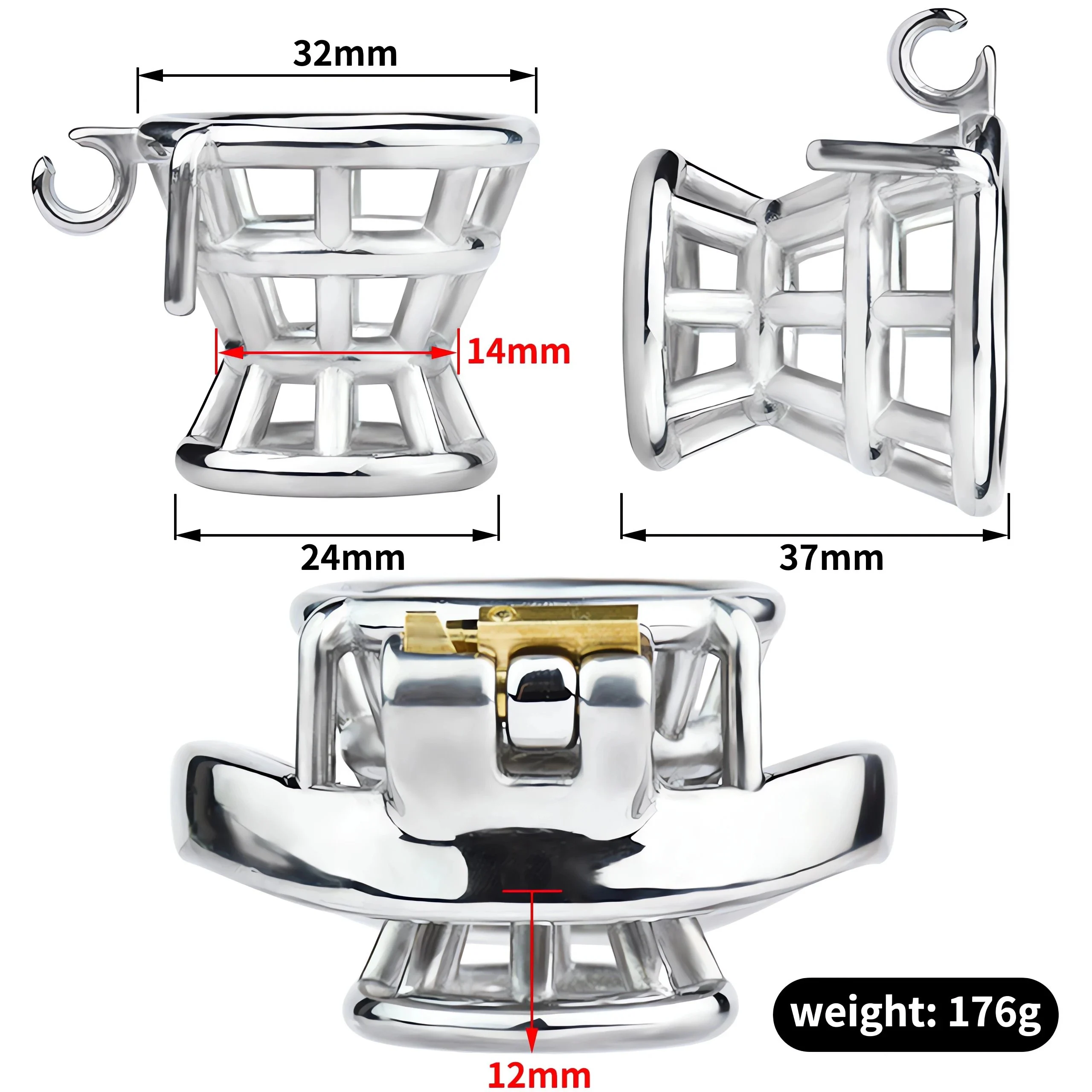 Male Chastity Device Cock Cage Penis Locking Bondage Restraint &Sex Accessories - Stainless Steel Curved Ring for Men