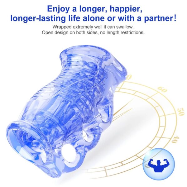 Men's Electric Vibration Upgrade Cock Ring Set with Particles Stimulate Adult Sex Toys