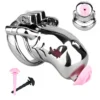 Sissy Male Chastity Cage with Anti-Fall Off Ring Heavy Duty Metal Cock Cage with Silicone Urethral Plug Sex Toys for Men