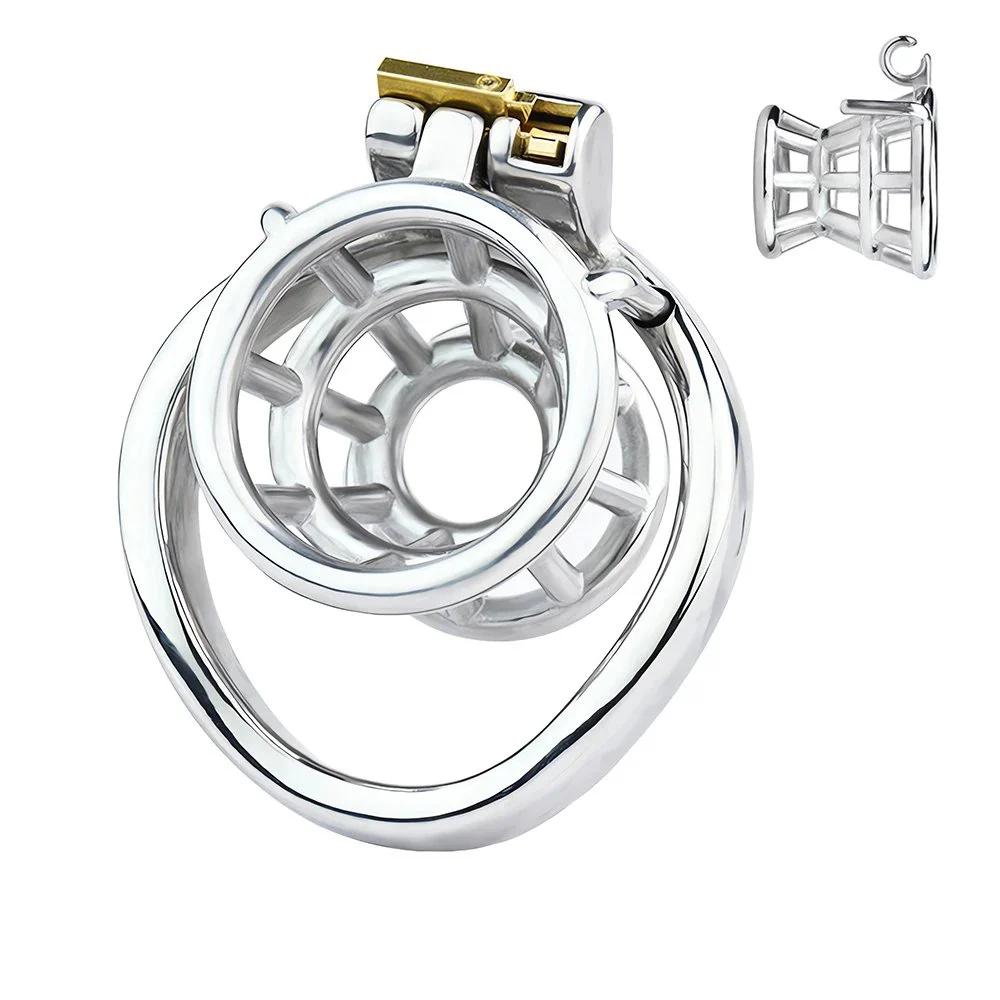 Male Cock Cage Chastity Device Novelty Sissy Inverted Chastity Cage CBT Game Stainless Steel Negative Ring