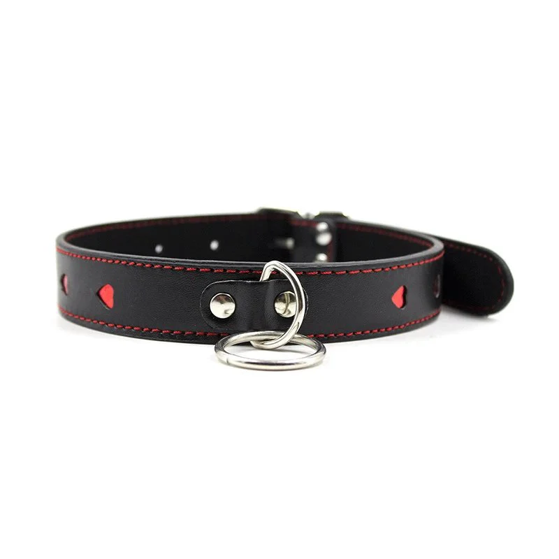 Adult Sex Bondage Heart Shape PU Leather Collar Intimate Accessory for Women Romantic Couple Play
