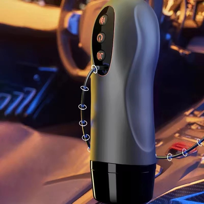 Male Auto Masturbation Cup with 10 Vibration Modes Silent Realistic TPE Male Toy Heating Suction Function Airplane Cup