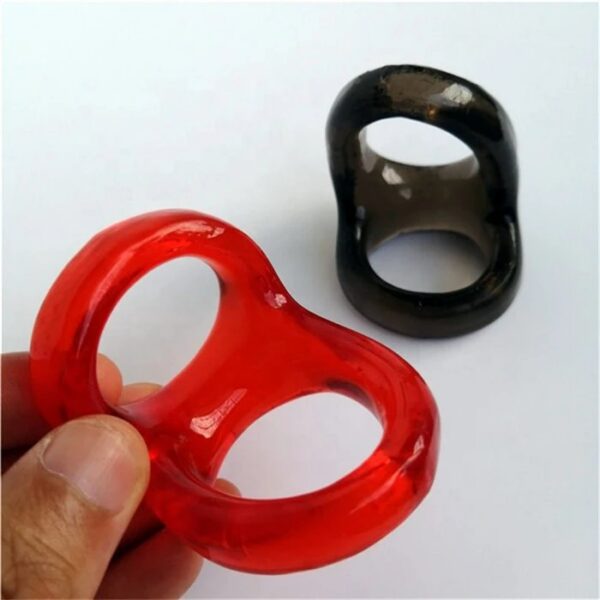 Men's TPE Stretchable Double Cock Ring Sex Toy for Delay Ejaculation Penis Rings