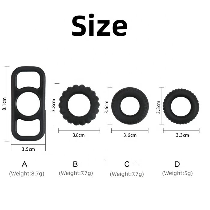 Men's Silicone Penis Ring Set Long-Lasting & Stronger Cock Ring with Delay Ejaculation Feature Soft Sex Product