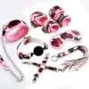 8-Piece Leopard Bondage Suit with PU Leather Handcuffs Adult Sex Toys for Women's Pleasure