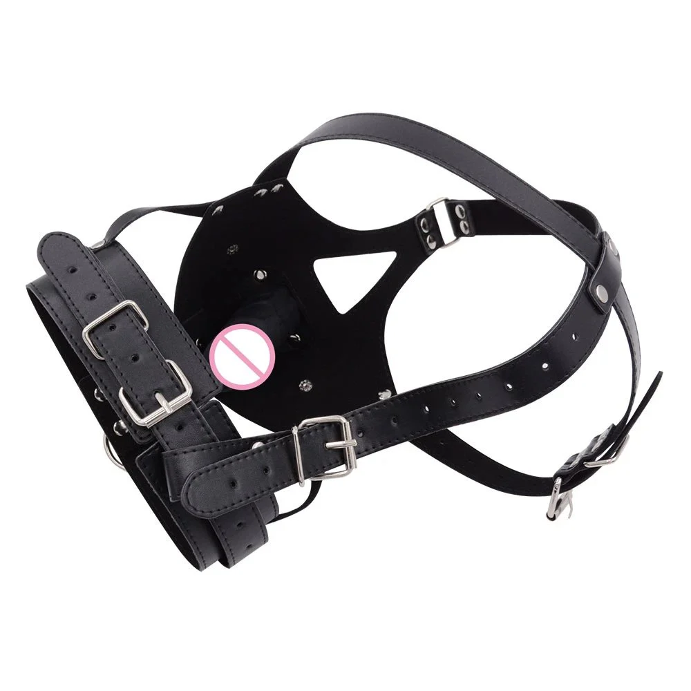 Bondage Black Hood Head Covering Mouth Plug Dildo Adult Products Headgear Sex Couples Other Sex Toys Couple Bondage