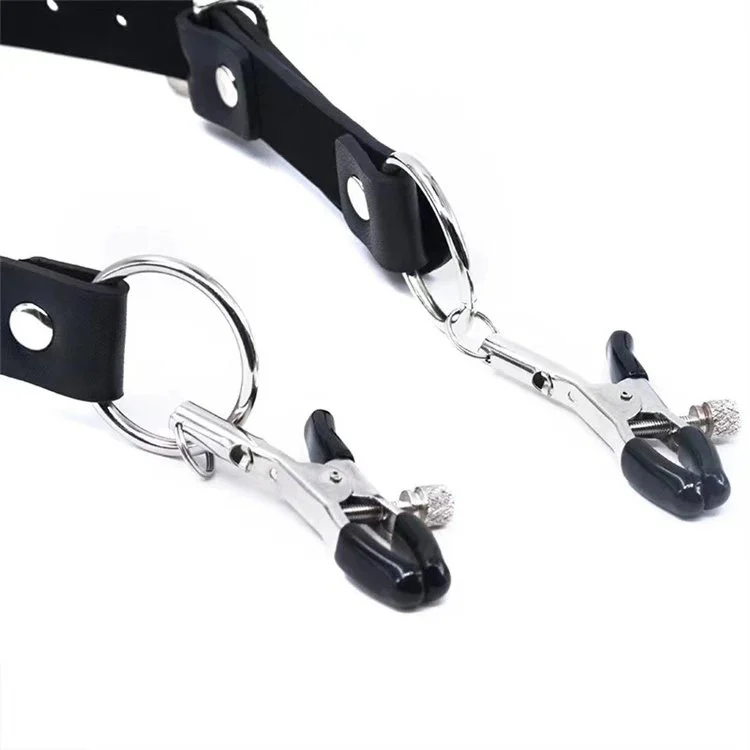 Bondage Women Wrap Around Thigh Spread Vagina Labia Spreader Straps With Clamps Clitoris Clips
