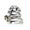 Mental sliver stainless steel ring cock cage male chastity cage for man