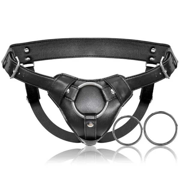 Adjustable Waist Thigh Soft Leather Belt Strap on Dildo Harness Metal O-Rings Adult Sex Toys for Women Men