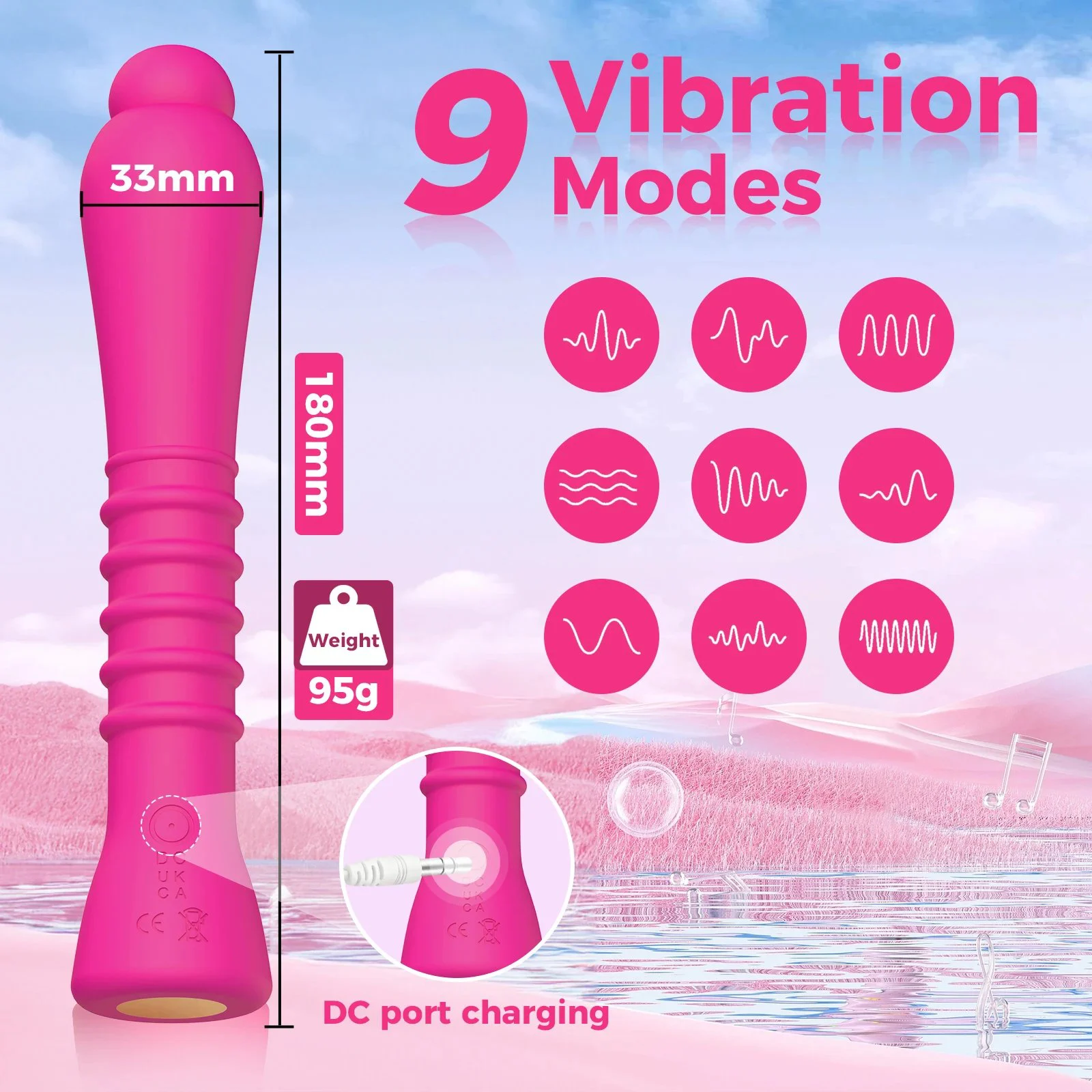 Thrusting Adult Sex Toys for Women G Spot Rose Sex Toy Heating Function 9 Vibration Frequencies USB Rechargeable Waterproof