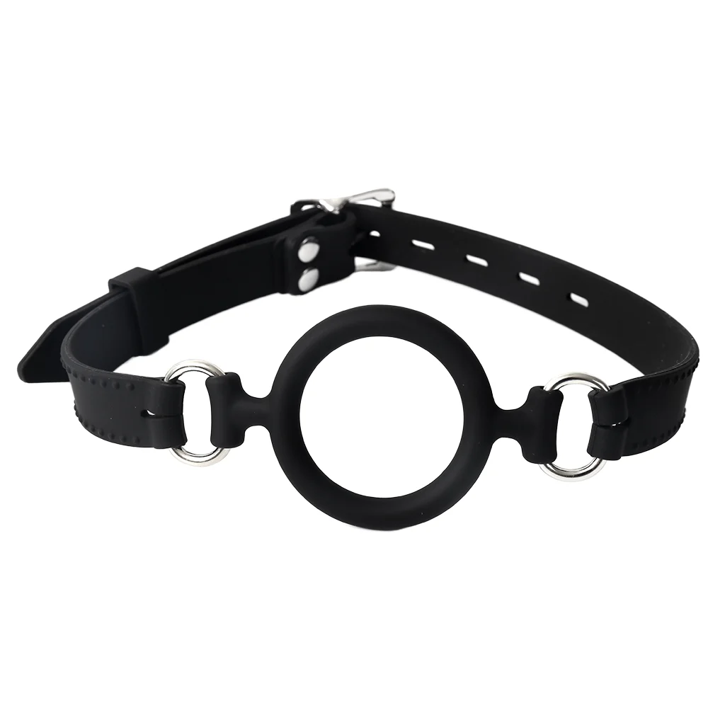 Adjustable O-Ring Gag Restraints Open Mouth Strap Adult Sex Toys for Women & Men Made of High Quality Leather