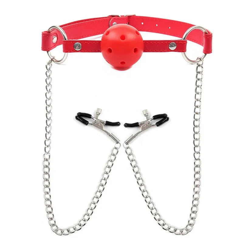 Adjustable Pvc Strap Ball Gag Breathable Black Mouth Gag Adult Bondage Toy for Couples Dominant Submissive Play Roleplay