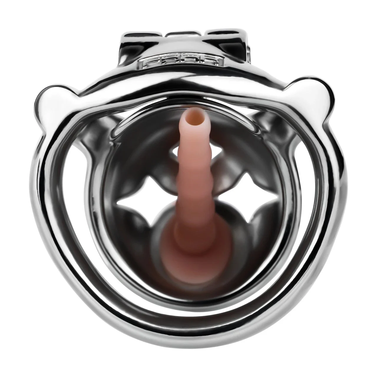 Stainless Steel Male Chastity Lock with Wearable Catheter, Realistic Sensation Penis Cage for BDSM Play