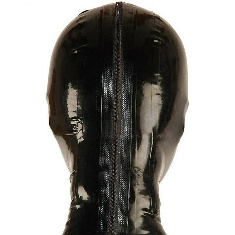 Black Rubber Latex Hood Mask Full Cover 100% Waterproof Oral Sexy Fetish Fast Delivery