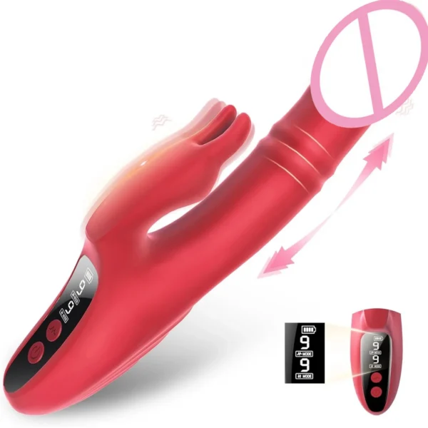 9 Powerful Vibrations Clitoris Stimulator Thrusting Realistic Dildo Vibrator LED Display G-Spot Bunny Rabbit Vibrator for Women