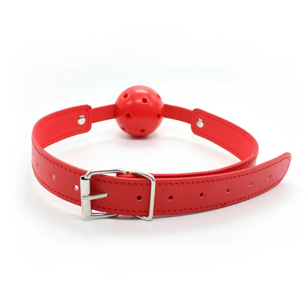 Games Sex Toys Rolling Buckle Breathable Deluxe Ball Gag PU Leather Mouth Gag for BDSM