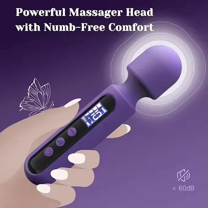 10 Speeds 4 Frequency Body Massager Led Display AV Wand Massager Clitoral Stimulator Silicone Vibrator with 3 Accessories