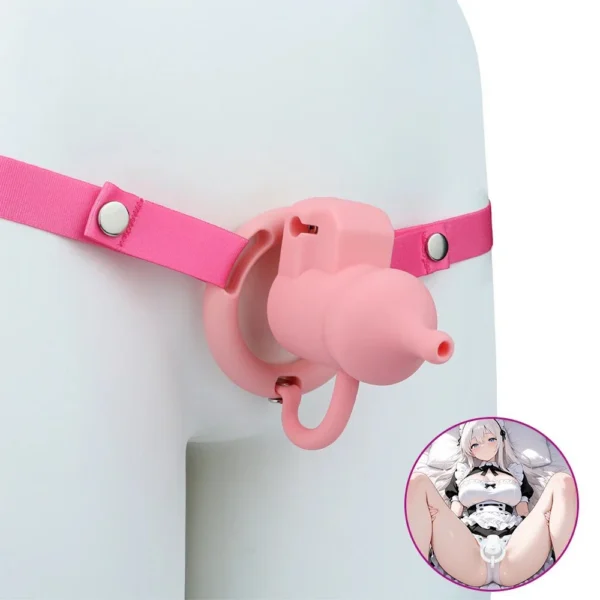 Unique Milk Bottle Silicone Chastity Cage with Urethral Hole Adjustable Elastic Belt Sissy Bondage Toy for Men Chastity Device