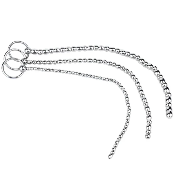 Urethral Sounds 3 PCS Set Stainless Steel Penis Plug with Multi Beads Smooth Urethral Dilators Masturbation for Men
