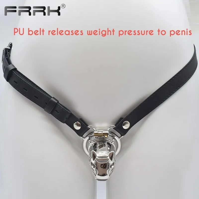 Negative Chastity Cage with Bondage Belt Device Male Sex Toys Stainless Steel Penis Rings Erotic Sexual Shop
