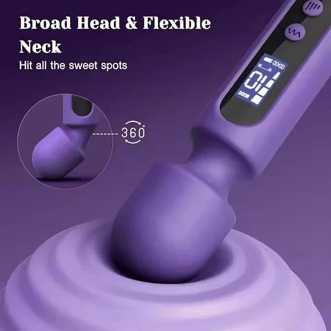 10 Speeds 4 Frequency Body Massager Led Display AV Wand Massager Clitoral Stimulator Silicone Vibrator with 3 Accessories