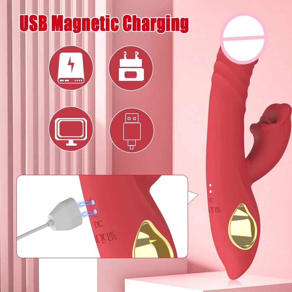 Red Lip-Shaped Tongue-Style Masturbator Vagina Stimulator Vibration Women Sex Toys Rabbit Vibrators