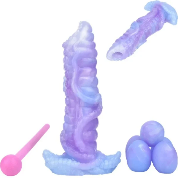 Alien Ovipositor Dildo with 5 Balls,Tentacle Ovipositor Silicone Dildo with Egg,Sex Toy for Women Men Masturbator Anal Plug