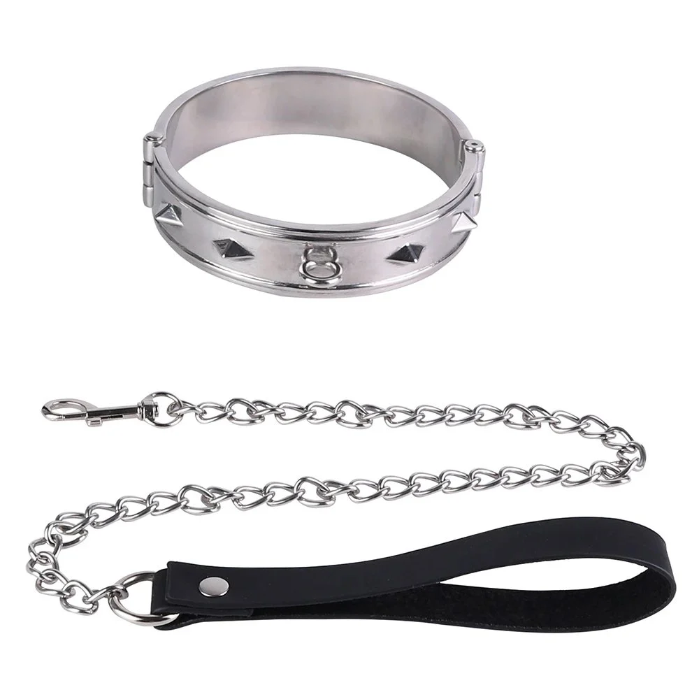 Adjustable Neck Collar with PU Leather Leash Bow, Flower Ball, and Metal Traction Chain Restraint Collar