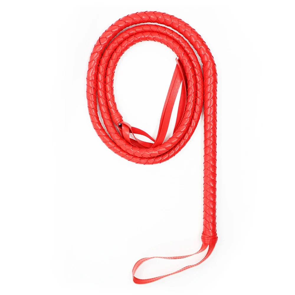Snake Whip Sex Toys Black and Red Leather Braided Whip Couple Adult Sex Props 1.9m Long Snake Whip Sexy Toys