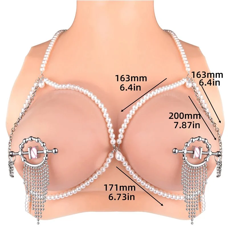 2 in 1 Bondage Set Weighted Nipple Clamps ,Nipple Clamps Harness Breast, Leather Cupless Bra Restraint Sex Toys Women
