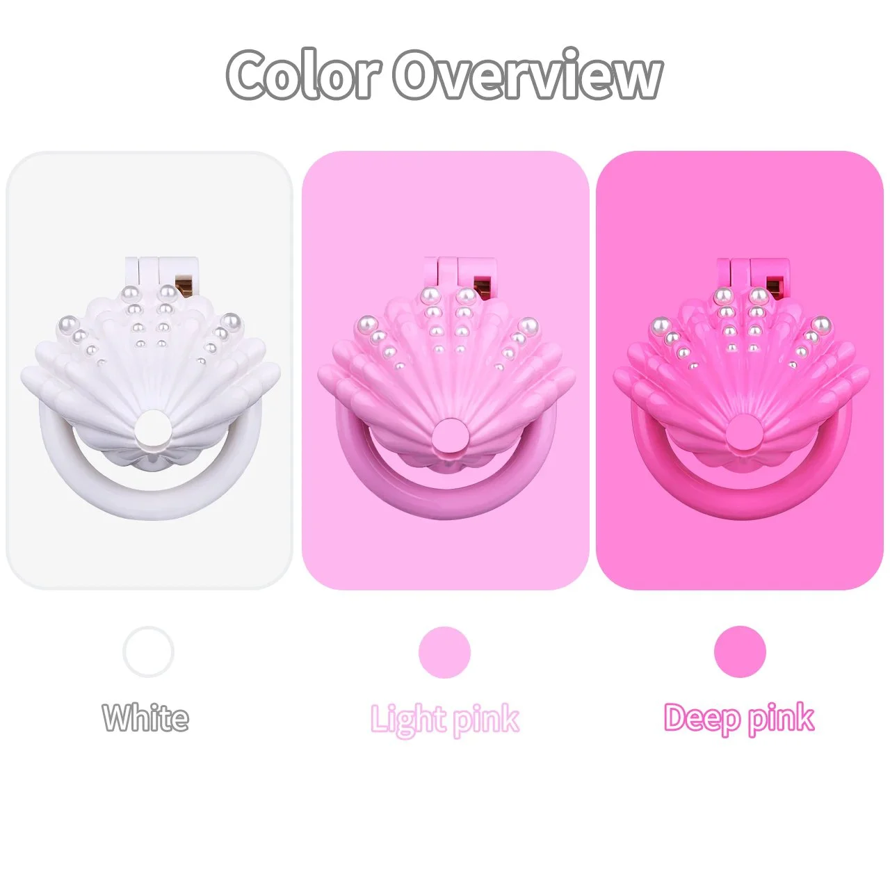 Pearl Shell Male Penis Chastity Lock Safe Resin Material Four Rings, Three Colors Restraint Product Chastity Roleplay