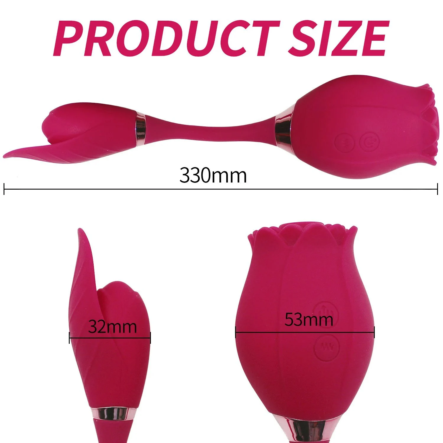 Silicone Rose Flower Shape Clitoral Sucking Clitoris Vibrator G-Spot Vibrator Double Head Use for Women